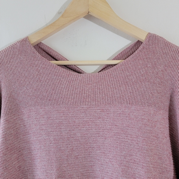 ELLE Womens Pink Blush Sweater Dress Sz L High-Low Crewneck Soft Cozy Minimalist - Picture 3 of 12